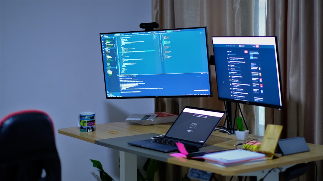 Developer coding at workstation